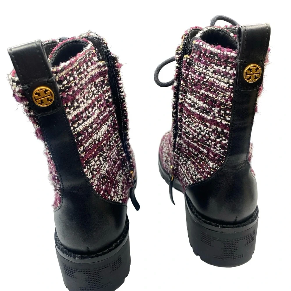 Tory Burch Multicolor Black Miller Tweed Boots Booties Woman’s  size 6 - Picture 5 of 9